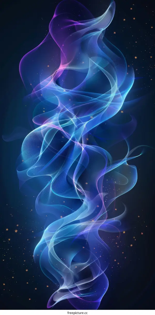 Abstract Blue and Purple Waves on Black Background
