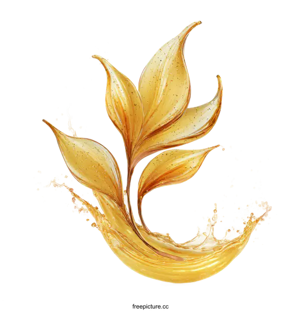 [Transparent Background PNG]Golden Leaf Splash Art Illustration
