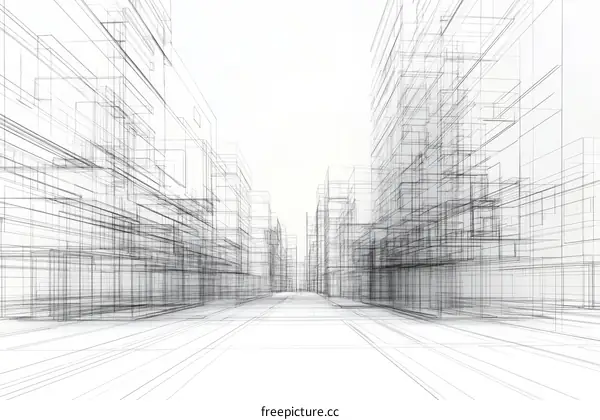 Architectural Perspective Illustration of Modern Cityscapes