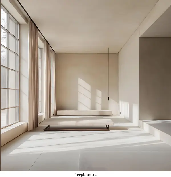 Minimalist Interior Design with Light and Shadows in a Modern Home