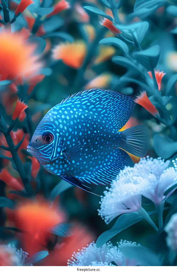 Blue Fish Swimming in Aquarium