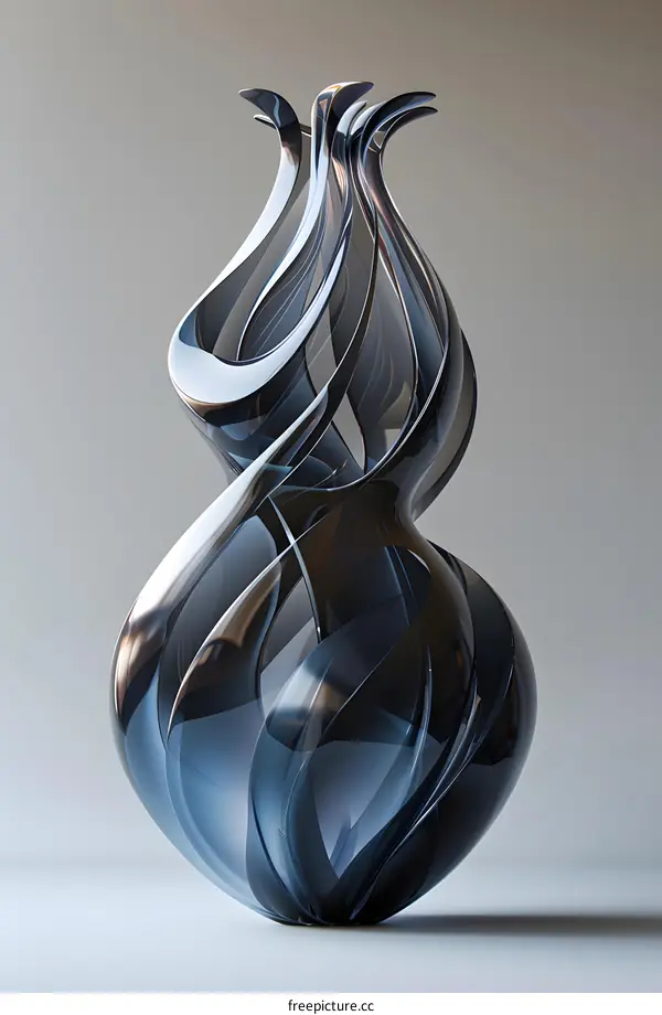 Black Modern Swirling Glass Vase