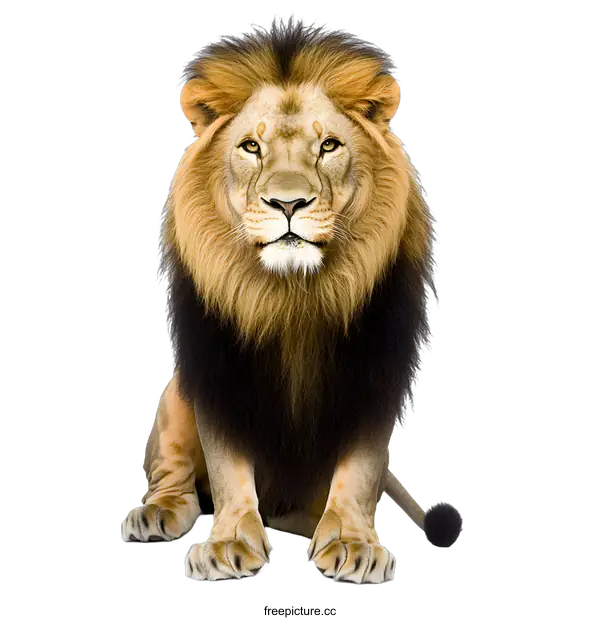 [Transparent Background PNG]Close Up Portrait Of A Sitting Male Lion With A Black Mane