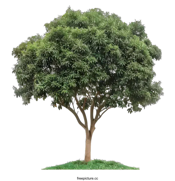 [Transparent Background PNG]Isolated Tree with Green Leaves and Grass