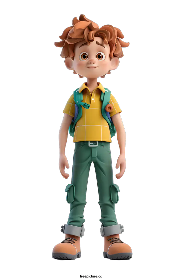 [Transparent Background PNG]3D Cartoon Boy With Backpack
