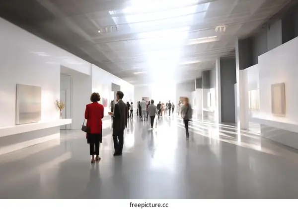 Art Gallery Exhibition with Visitors