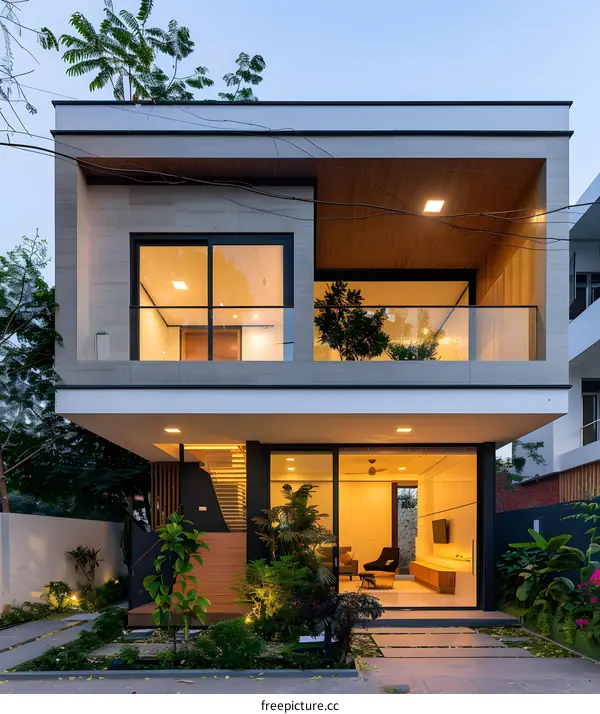 Modern Two Story House With Garden