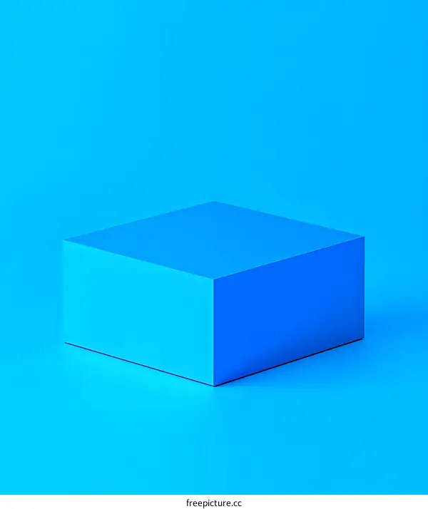 Blue Cube on Blue Background