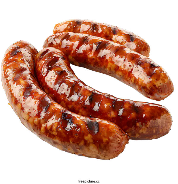 [Transparent Background PNG]Grilled sausages isolated on white background