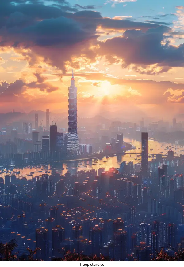 Sunset over Taipei 101, Taiwan