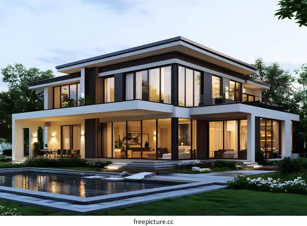 Modern House with Pool and Garden