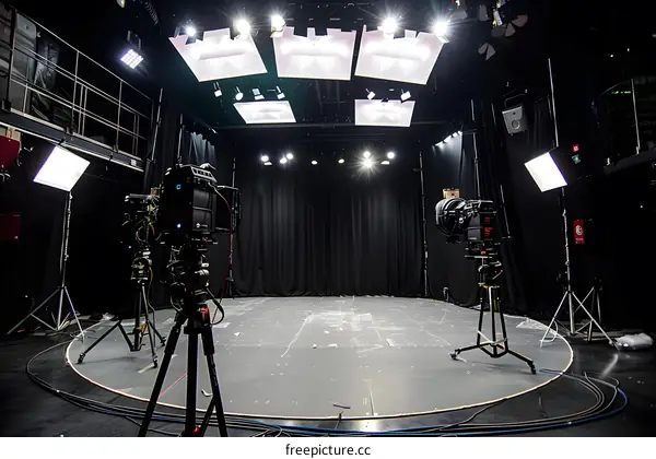 Professional Studio Setup with Two Cameras and Lighting