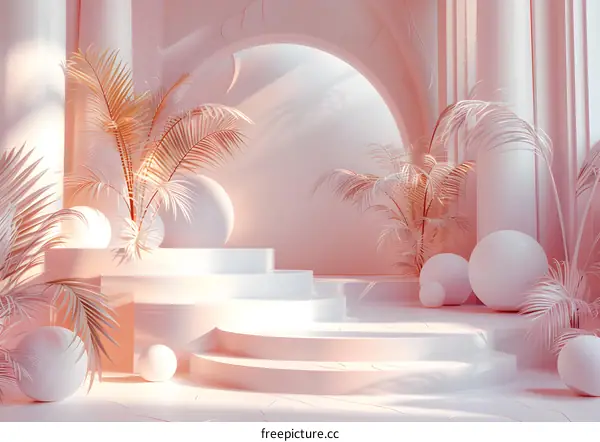 Simple geometric round arch and steps background