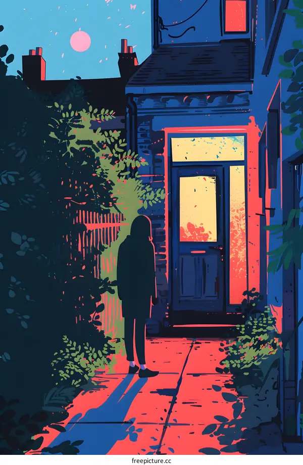 Silhouette of a Person Standing in Front of a Doorway