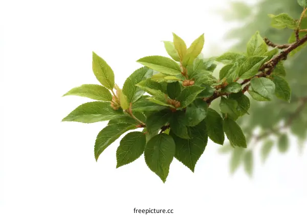 Fresh Green Leaves on a Branch