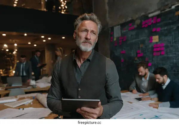 Focused Business Leader in Conference Room