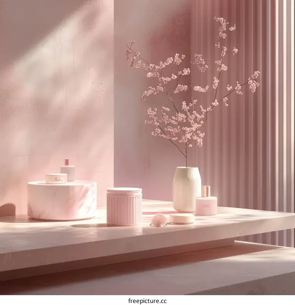 Minimalist Pink and White Still Life