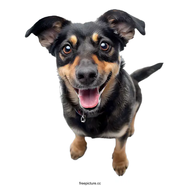 [Transparent Background PNG]Cute Puppy with Big Brown Eyes and Open Mouth