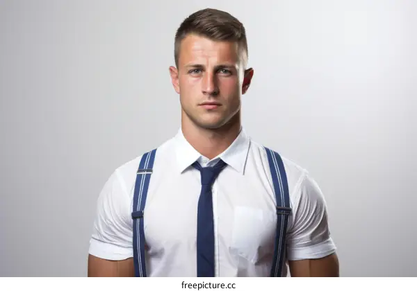 Young professional man wearing shirt and suspenders