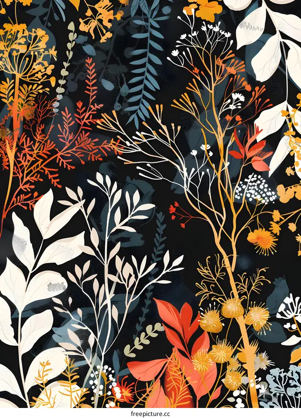 Abstract Floral Pattern with Watercolor Style Design