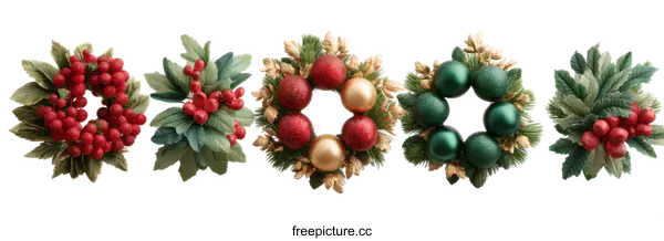 [Transparent Background PNG]Christmas Wreaths Collection Decorative Ornaments