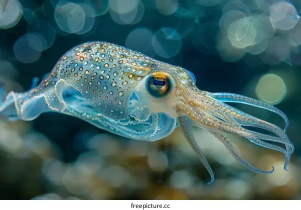 A beautiful close up of a squid
