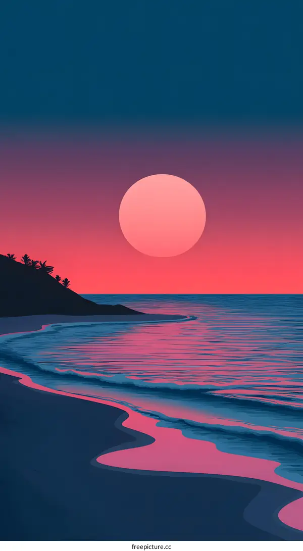 Pink Sunset over the Ocean