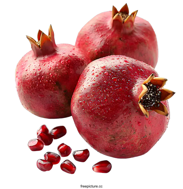 [Transparent Background PNG]Fresh pomegranates on white background