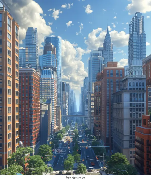 Cityscape Illustration of a Modern Urban Area