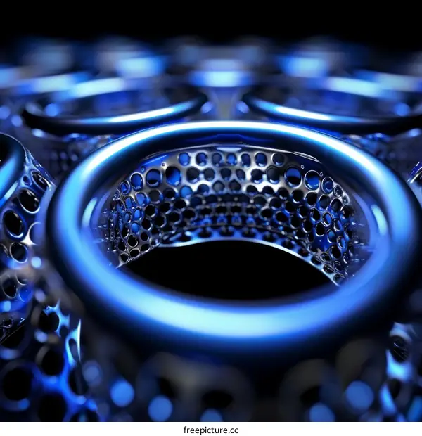 Blue metal surface with holes