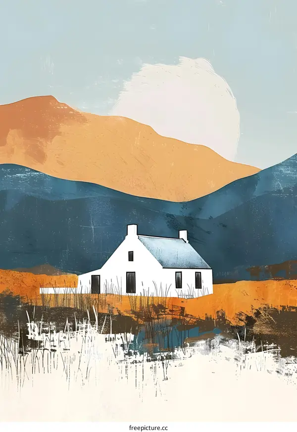 White Cottage in a Mountain Landscape