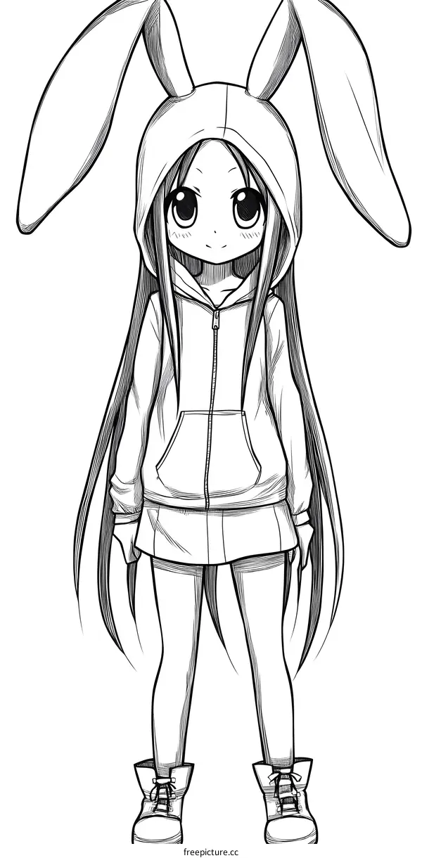 Cute Anime Girl with Bunny Ears Hoodie