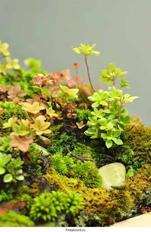 Green Moss and Small Plants Background