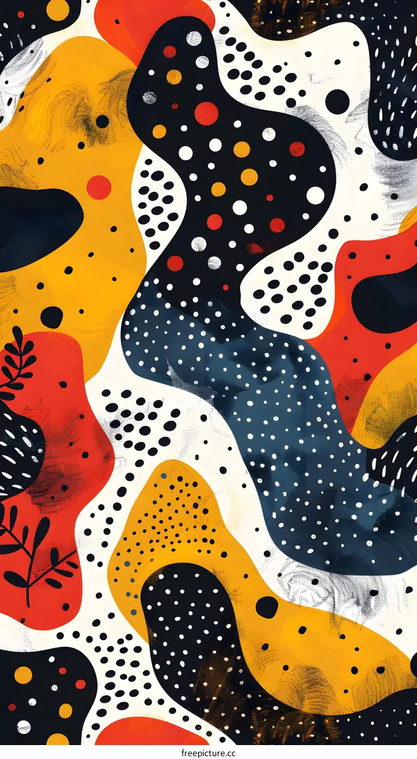 Colorful abstract shapes with polka dots