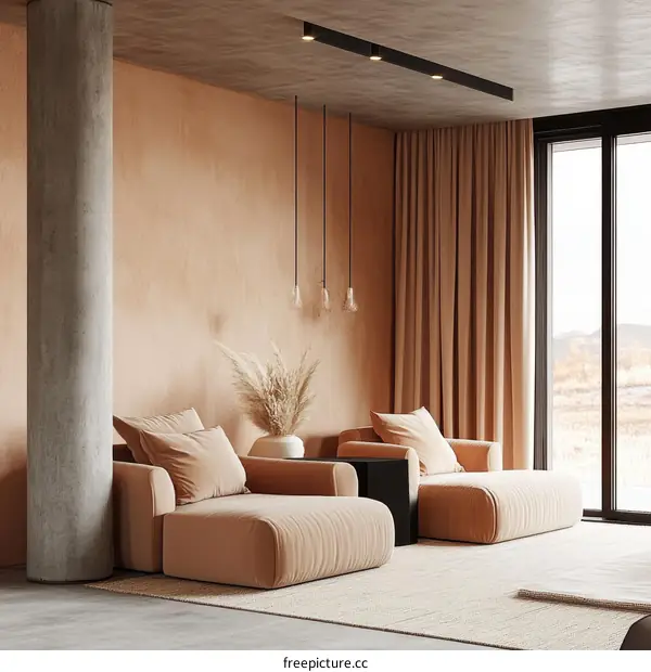 Modern Beige Living Room Interior Design