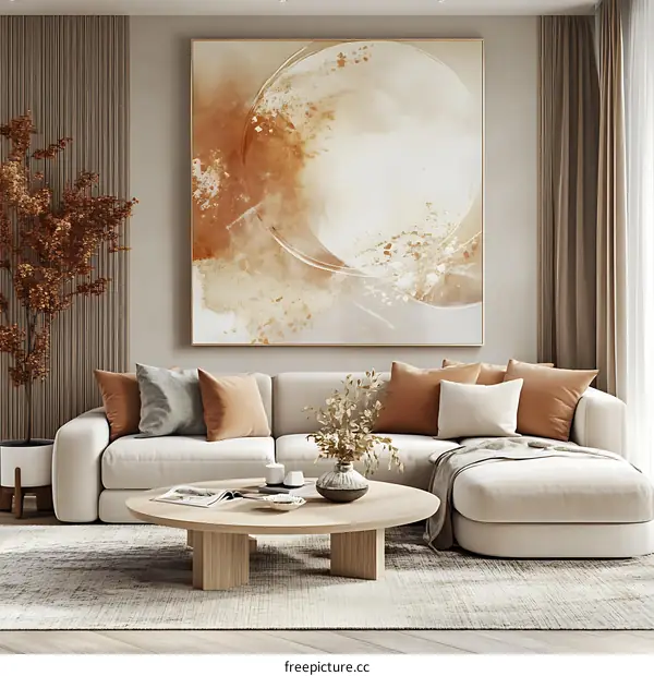 Modern Beige Living Room Interior Design