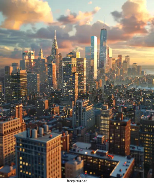 The Manhattan Skyline at Sunset