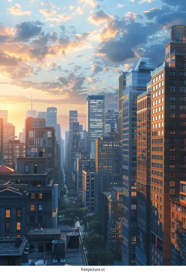 Stunning Manhattan Skyline at Sunset