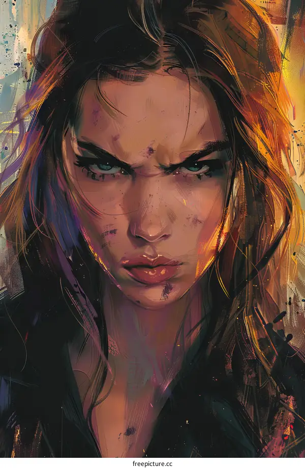 Portrait of a Woman With Fierce Expression