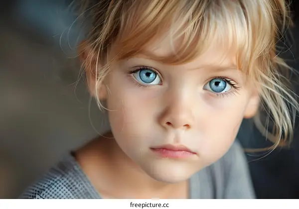 Portrait of a young girl with blue eyes