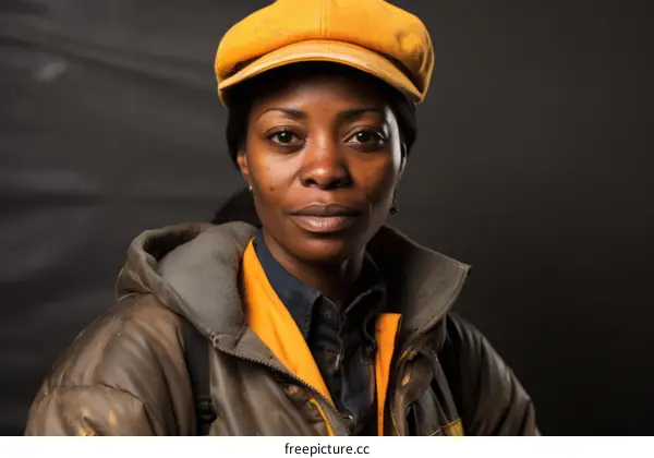 Portrait of a Black Woman Wearing a Yellow Beret