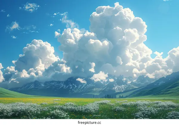 Stunning Mountain Meadow Under a Dramatic Sky