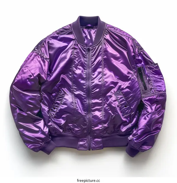 Shiny Purple Satin Bomber Jacket