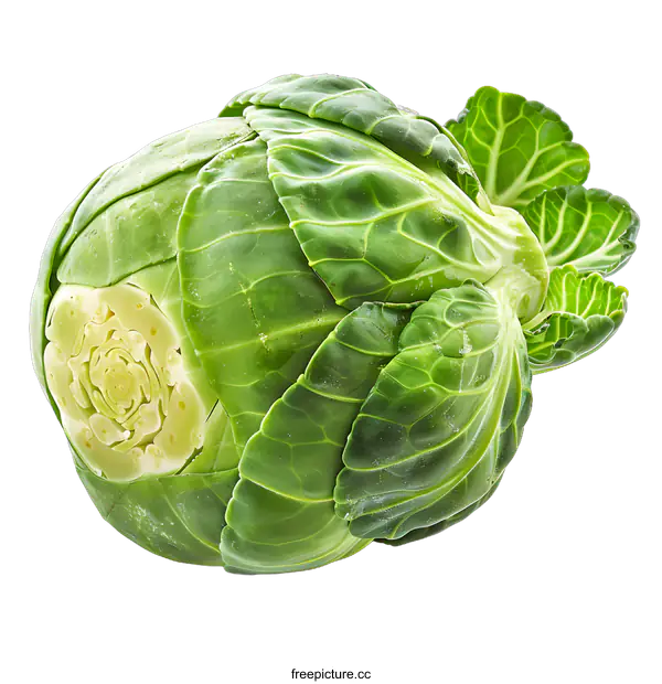 [Transparent Background PNG]Fresh Green Brussels Sprout Isolated on White Background