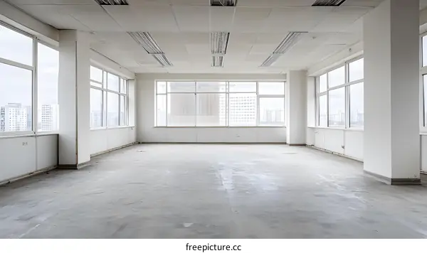 Empty Office Space With Windows View