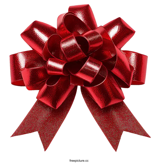 [Transparent Background PNG]Red Glittery Bow for Gifts
