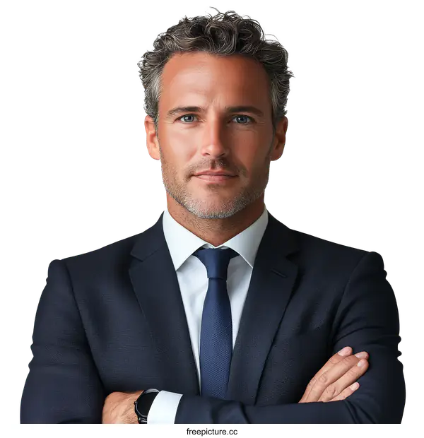 [Transparent Background PNG]Confident Businessman Portrait
