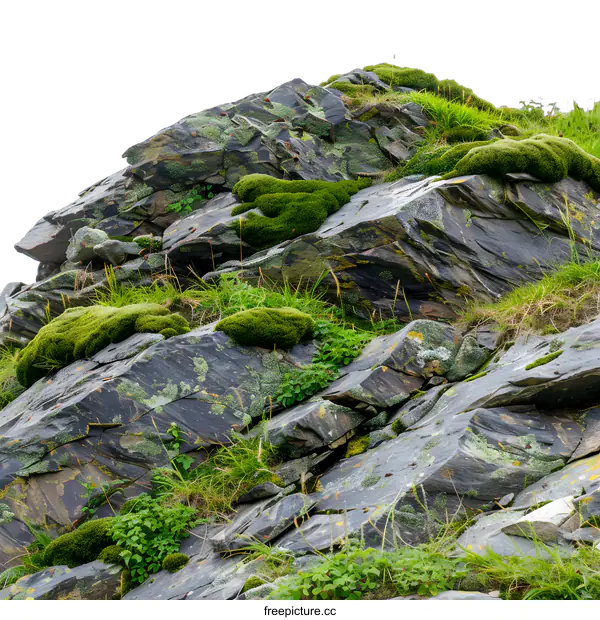 [Transparent Background PNG]Close Up Of Mossy Rocks