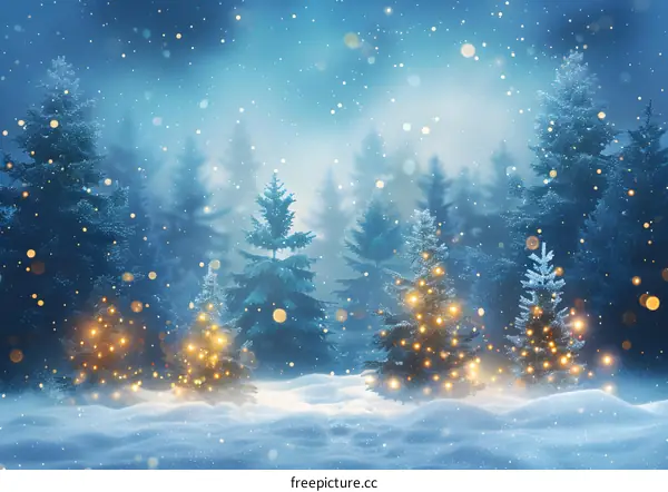 Christmas Eve in Snowy Forest
