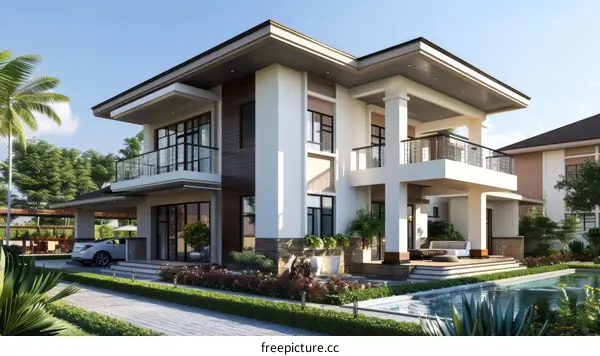 Modern Villa Exterior Design Illustration